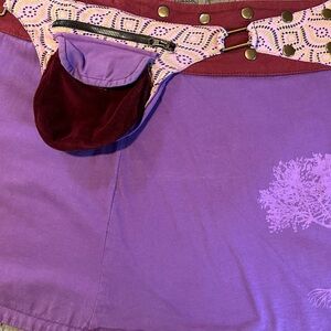 Funky purple mini skirt with pocket pouch and tree design